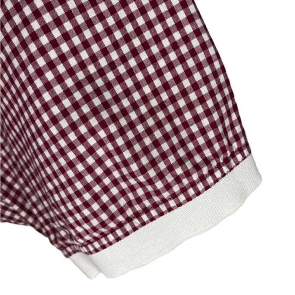 Michael Kors Men's Red Gingham Check Slim Fit Casual Button Down Shirt Size L
